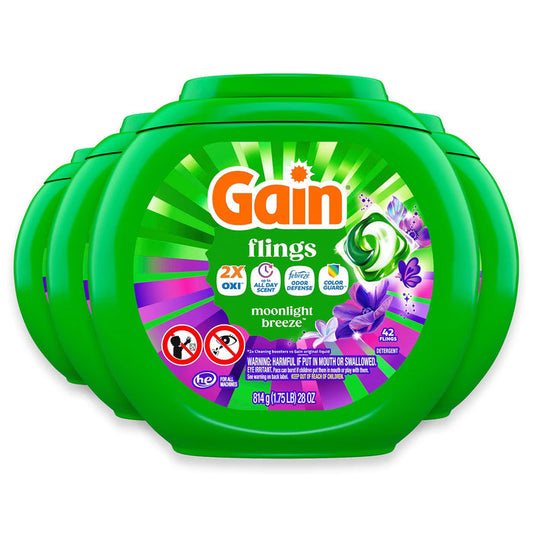Gain Flings Moonlight Breeze 4-in-1 Odor Defense Laundry Detergent Pacs - 42 Ct - 4 Pack