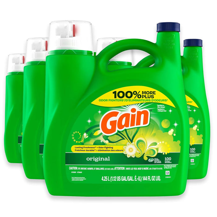 Gain Original Liquid Laundry Detergent Freshness & Odor Defense - 144 oz - 4 Pack