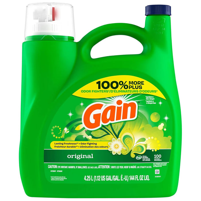 Gain Original Liquid Laundry Detergent Freshness & Odor Defense - 144 oz - 4 Pack