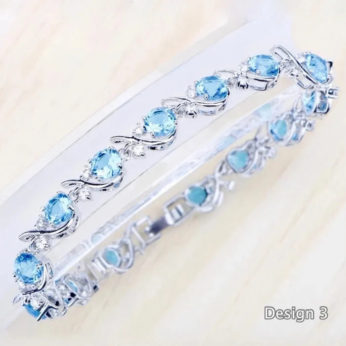 Wedding Jewelry - Aquamarine Cubic Zirconia Bridal Bracelet - More Designs