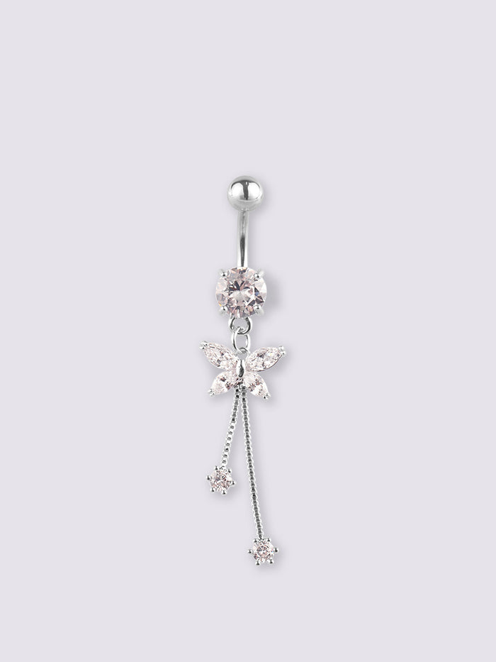 Gem Baby Butterfly Navel Barbell 14G | Clear-Image 1