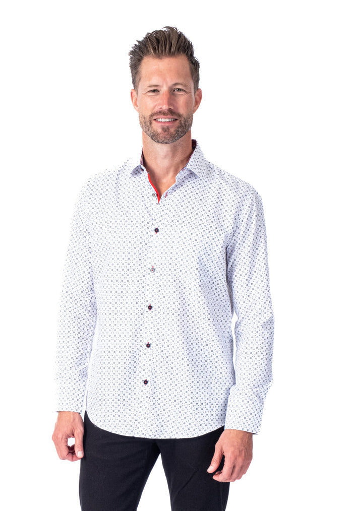 Geo Print "Mono" Shirt - White