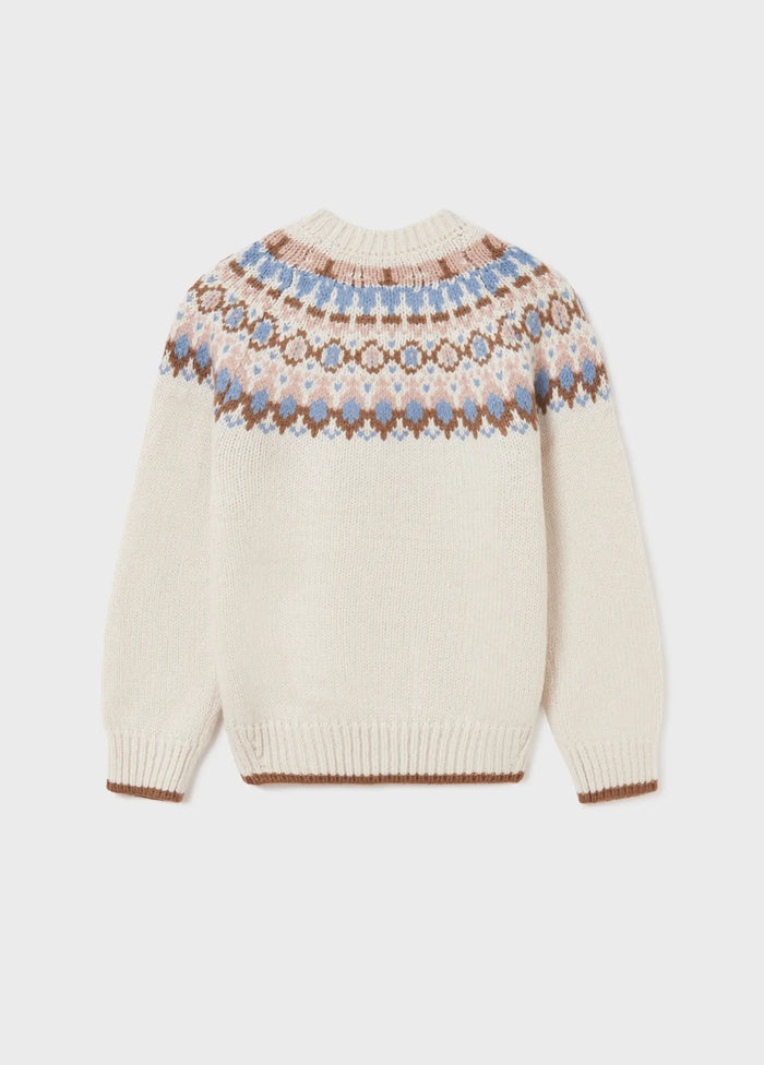 Girls Knitted Jacquard Sweater - BEIGE | Mayoral | Mayoral | Jenni Kidz