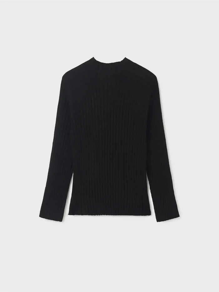 Girls Ribbed Knit Mockneck Long Sleeve - Black | Mayoral | Mayoral | Jenni Kidz