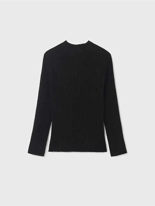 Girls Ribbed Knit Mockneck Long Sleeve - Black | Mayoral | Mayoral | Jenni Kidz