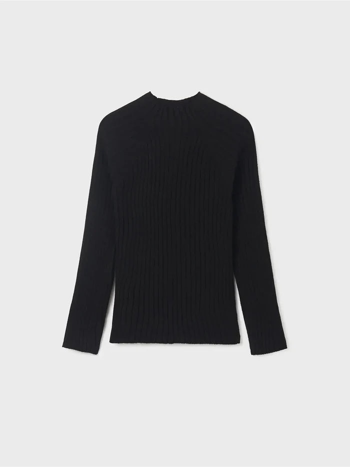 Girls Ribbed Knit Mockneck Long Sleeve - Black | Mayoral | Mayoral | Jenni Kidz