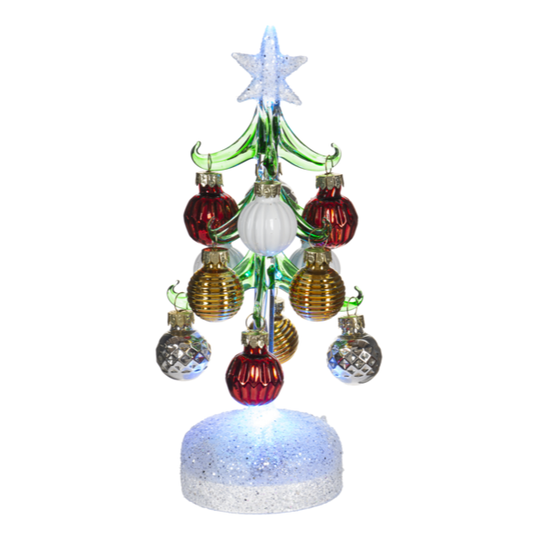 GLASS Light-Up Striped Ornaments Christmas Tree