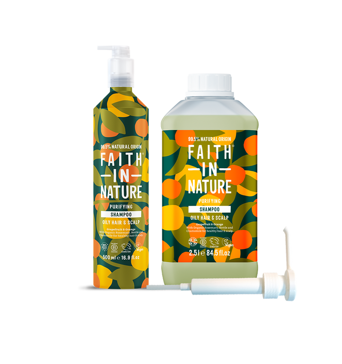 Faith In Nature Grapefruit & Orange aluminium shampoo refill set
