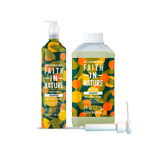 Faith In Nature Grapefruit & Orange aluminium shampoo refill set
