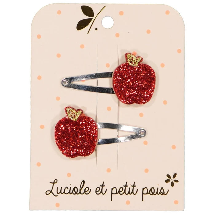 Luciole Et Petit Pois - Hair Clips - Apple - Set Of 2