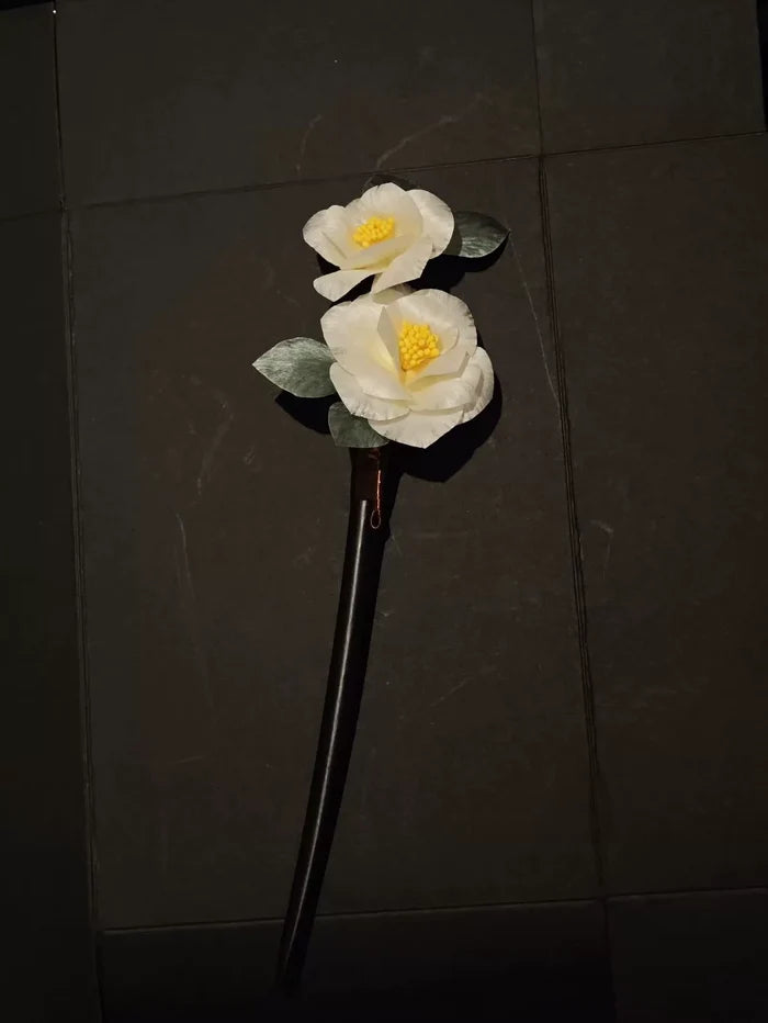 Handmade Ronghua Camellia Flower - Exquisite Lifelike Hair Accessory