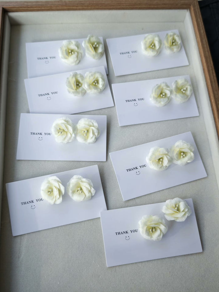 Handmade Ronghua Jasmine Flower - Delicate Lifelike Earrings