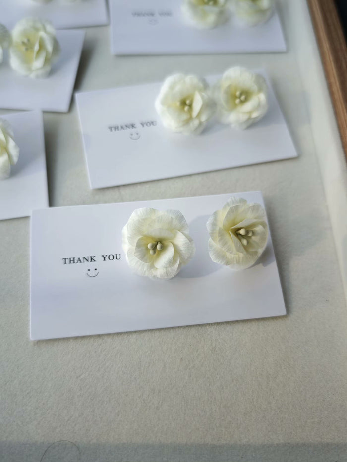 Handmade Ronghua Jasmine Flower - Delicate Lifelike Earrings