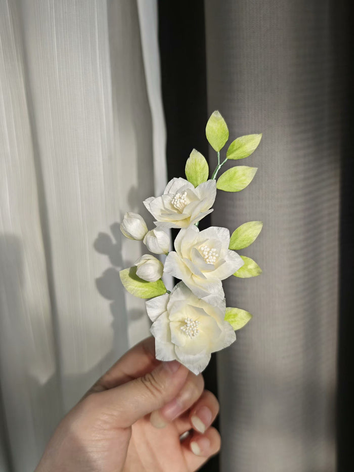 Handmade Ronghua Jasmine Flower - Lifelike Botanical Hair Accessory