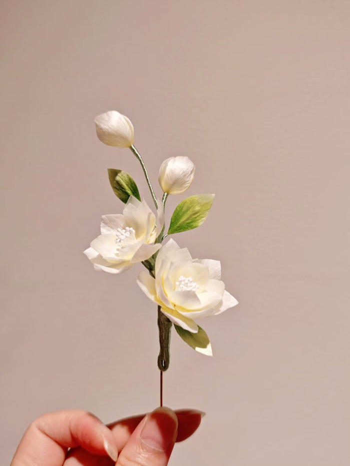 Handmade Ronghua Jasmine Flower - Lifelike Botanical Hair Accessory