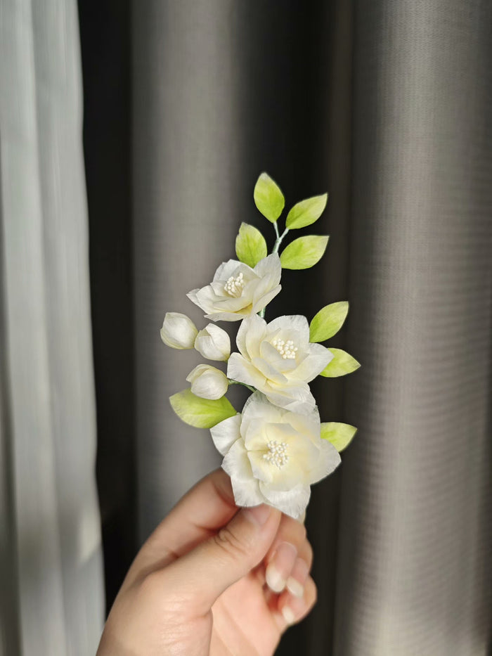 Handmade Ronghua Jasmine Flower - Lifelike Botanical Hair Accessory