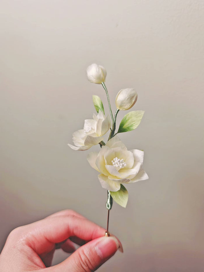 Handmade Ronghua Jasmine Flower - Lifelike Botanical Hair Accessory