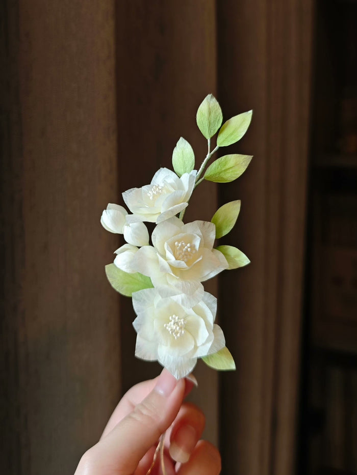 Handmade Ronghua Jasmine Flower - Lifelike Botanical Hair Accessory