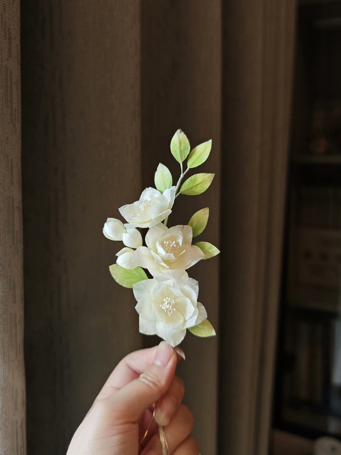 Handmade Ronghua Jasmine Flower - Lifelike Botanical Hair Accessory