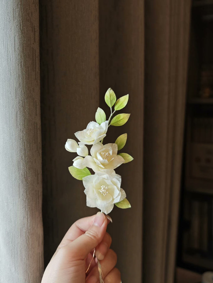 Handmade Ronghua Jasmine Flower - Lifelike Botanical Hair Accessory