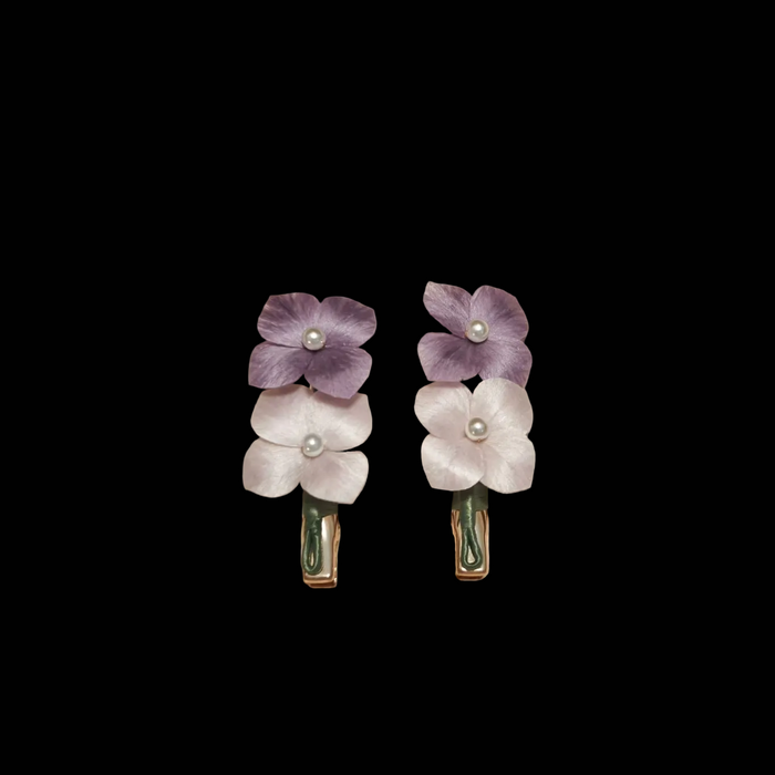 Handmade Ronghua Purple Hydrangea Flower - Lifelike Pearl Embellished Hair Accessory