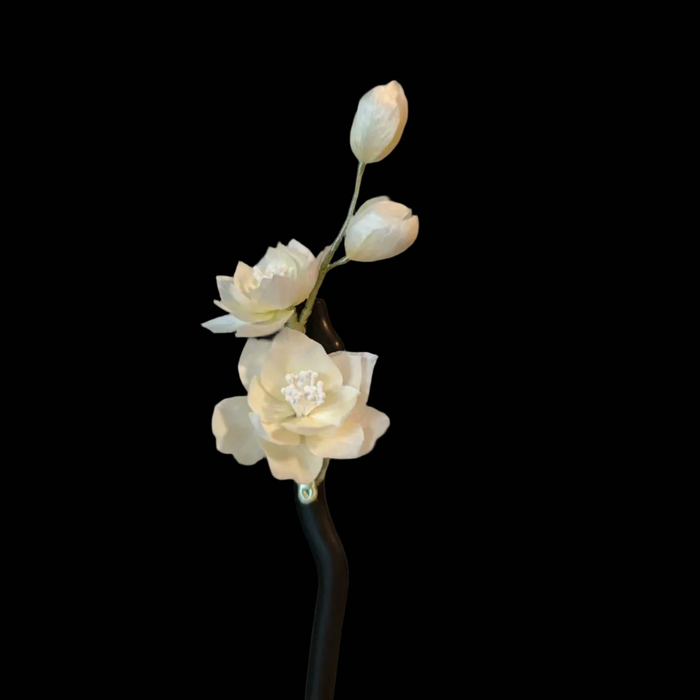 Handmade Ronghua White Jasmine Hairpin - Lifelike Floral Hair Accessory