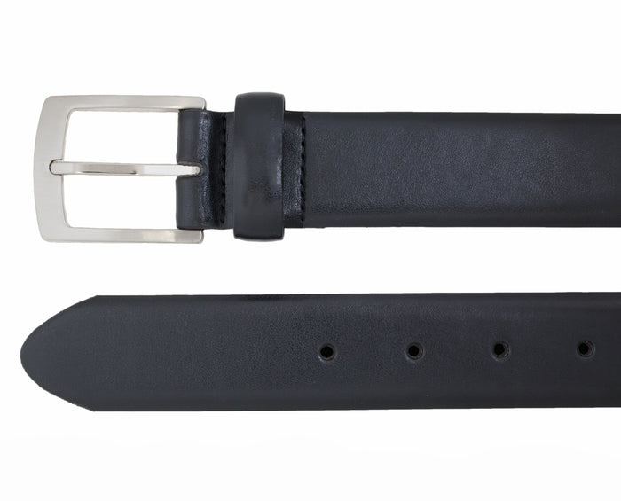 Harness Buckle Smooth Leather Belt - Black