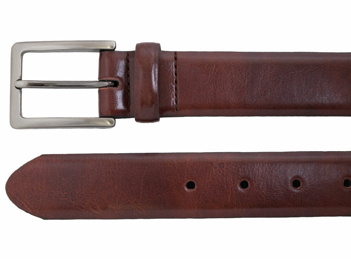 Harness Buckle Smooth Leather Belt - Brown