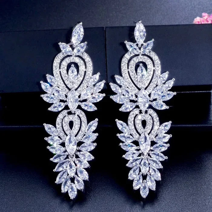 Wedding Jewelry - Cubic Zirconia Bridal Earrings - Available in Silver, Rose Gold and Yellow Gold