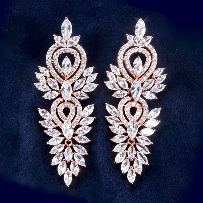 Wedding Jewelry - Cubic Zirconia Bridal Earrings - Available in Silver, Rose Gold and Yellow Gold