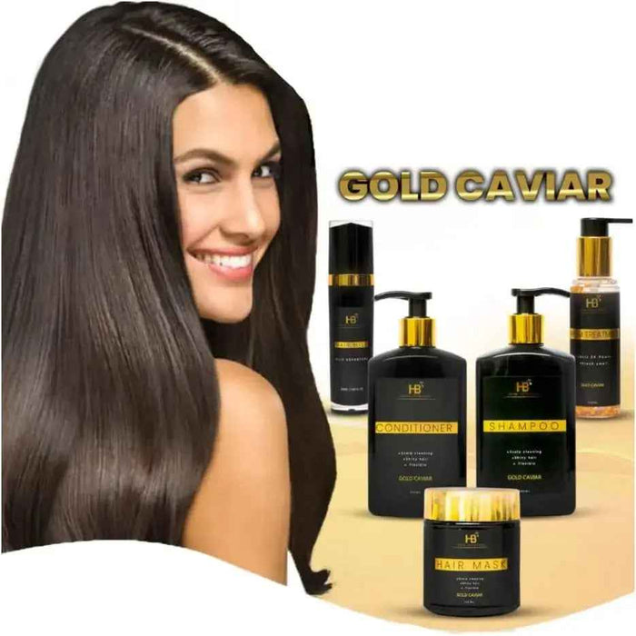 HB HAIR SOLUTION Gold Caviar & Argan Oil Brazilian Hair Care Kit 5 pcs - DOKAN