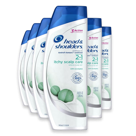 Head & Shoulders 2-in-1 Anti-Dandruff Shampoo and Conditioner Itchy Scalp Care with Eucalyptus, 8.45 oz - 6 Pack