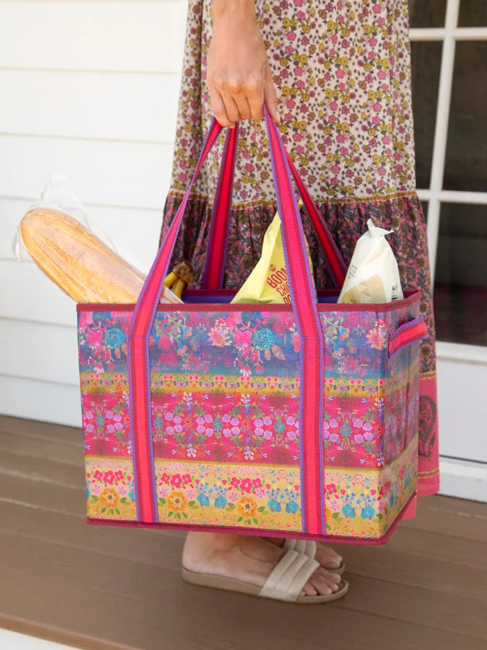 Set of 2 Heavy Duty Reusable Grocery & More Box Bags - Jewel Border-view 2