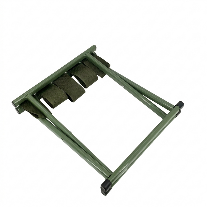Green metal stool on a white background