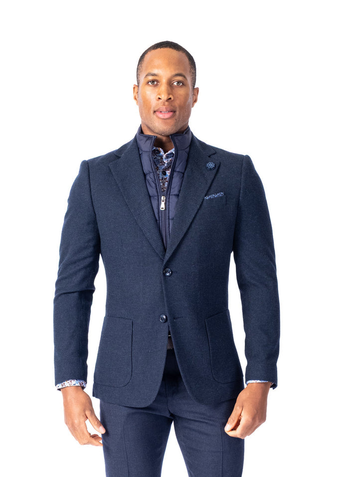 Houndstooth Blazer w/ Zipout Bib - Navy