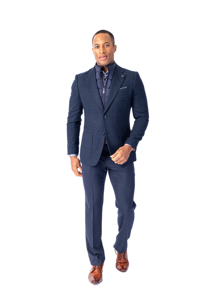 Houndstooth Blazer w/ Zipout Bib - Navy