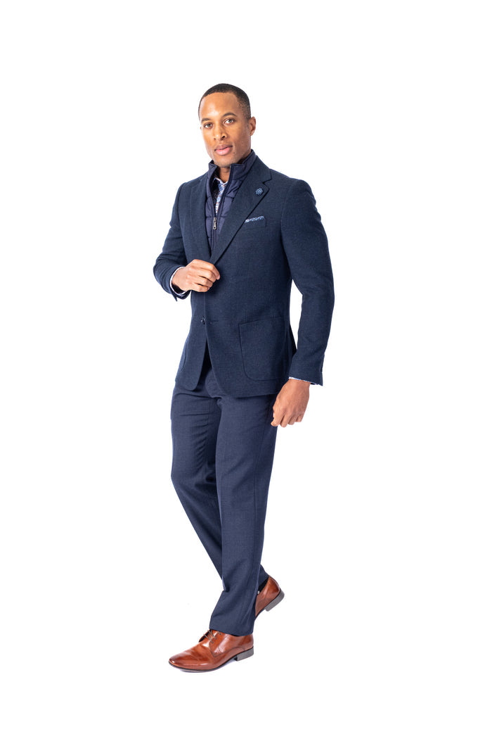 Houndstooth Blazer w/ Zipout Bib - Navy