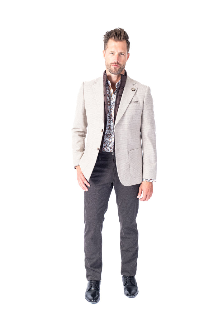 Houndstooth Blazer w/ Zipout Bib - Oat