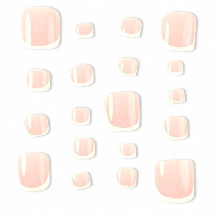 Instantly Upgrade Your Look With 24pcs-White French short square full-coverage false toe foot set
