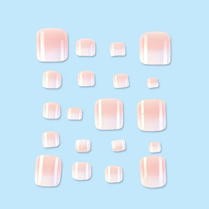 Instantly Upgrade Your Look With 24pcs-White French short square full-coverage false toe foot set