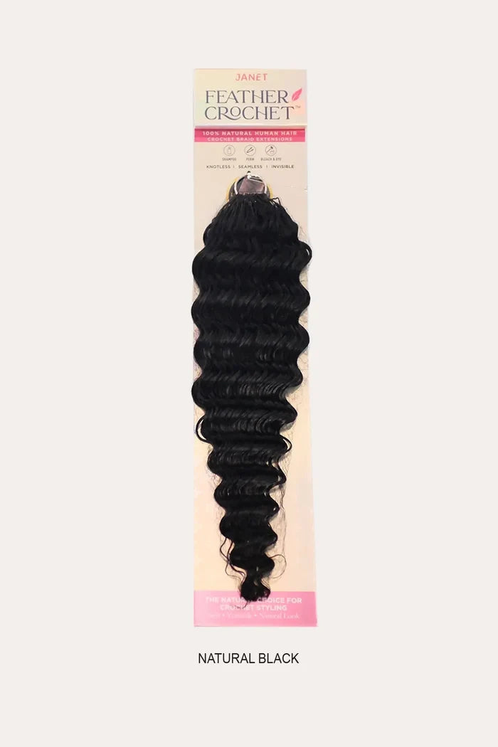 JANET 100% HUMAN HAIR FEATHER CROCHET BRAID - DEEP 18"