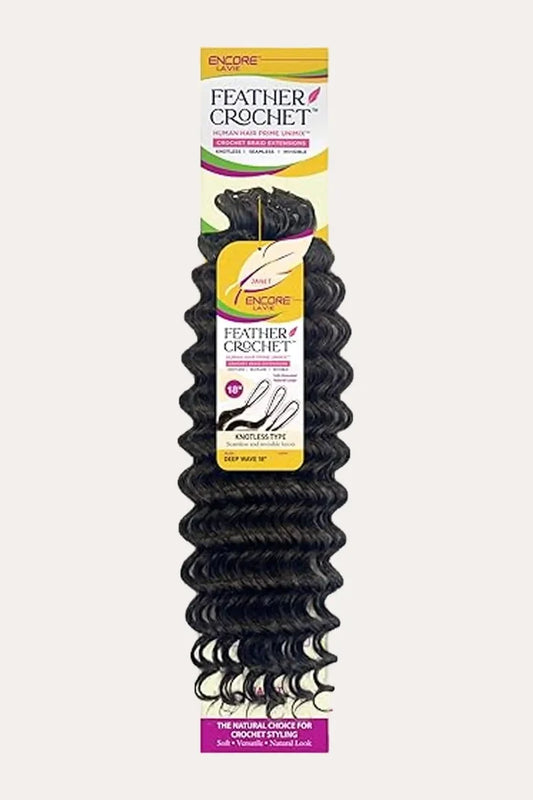 JANET 100% HUMAN HAIR FEATHER CROCHET BRAID - NEW DEEP 18 JANET COLLECTION