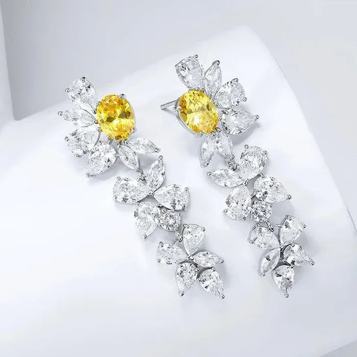 Wedding Jewelry - Silver Cubic Zirconia Bridal Earrings