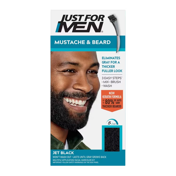 Just For Men Mustache & Beard Color Gel, Jet Black  – 1 Ct – 12 Pack