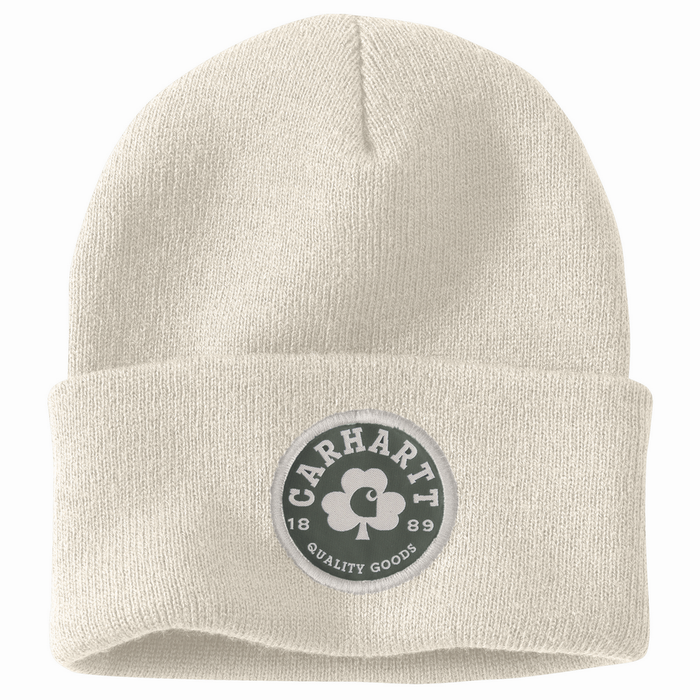 Knit Shamrock Patch Beanie - WWH-Winter White | Carhartt 106736