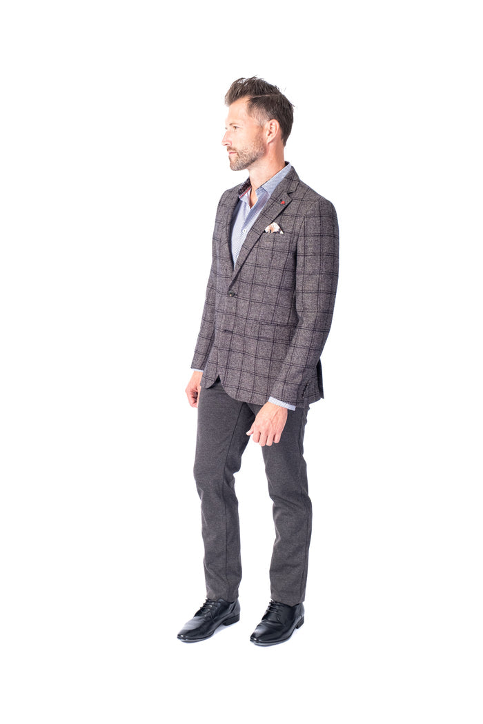 Large Check Blazer - Sand