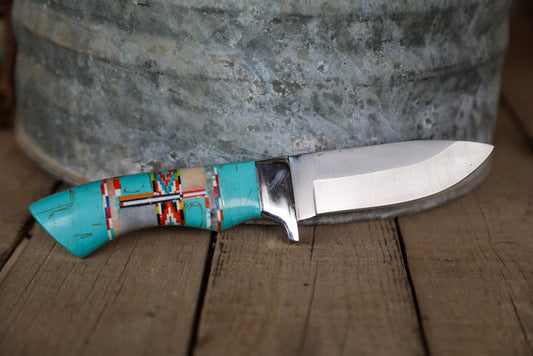 Large Straight Blade Turquoise Stone Knife