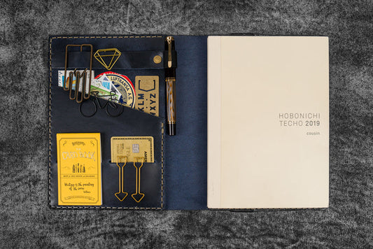 Leather Rhodia A5 Notebook & iPad Mini Cover - Crazy Horse Navy Blue