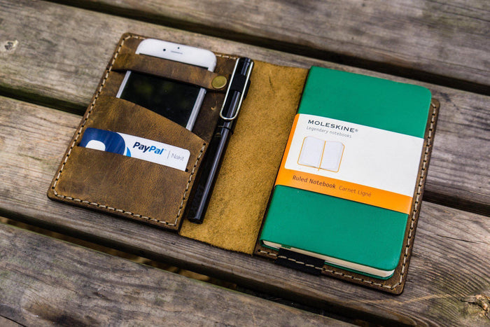 Leather Rhodia A6 Notebook Cover - Crazy Horse Brown