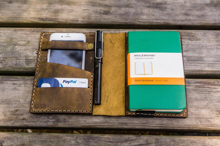 Leather Rhodia A6 Notebook Cover - Crazy Horse Brown